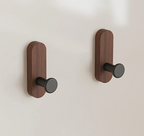 Drill-Free Self-Adhesive Walnut Wall Hooks