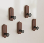 Drill-Free Self-Adhesive Walnut Wall Hooks