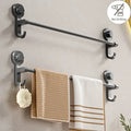 Drill-Free Suction Matte Black Towel Bar (15.7 in)