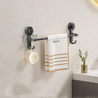 Drill-Free Suction Matte Black Towel Bar (15.7 in)