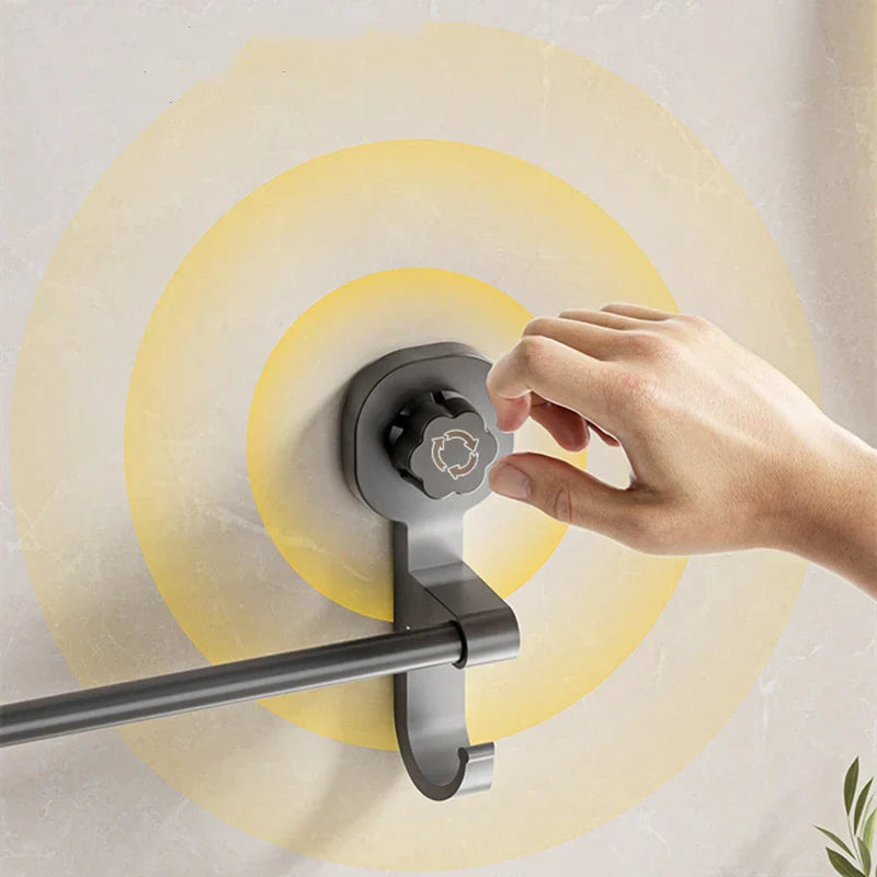 Drill-Free Suction Matte Black Towel Bar (15.7 in)