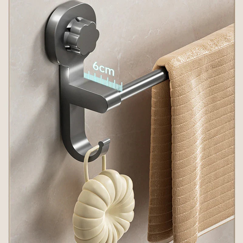 Drill-Free Suction Matte Black Towel Bar (15.7 in)