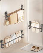 Drill-Free Suction Matte Black Towel Bar (15.7 in)