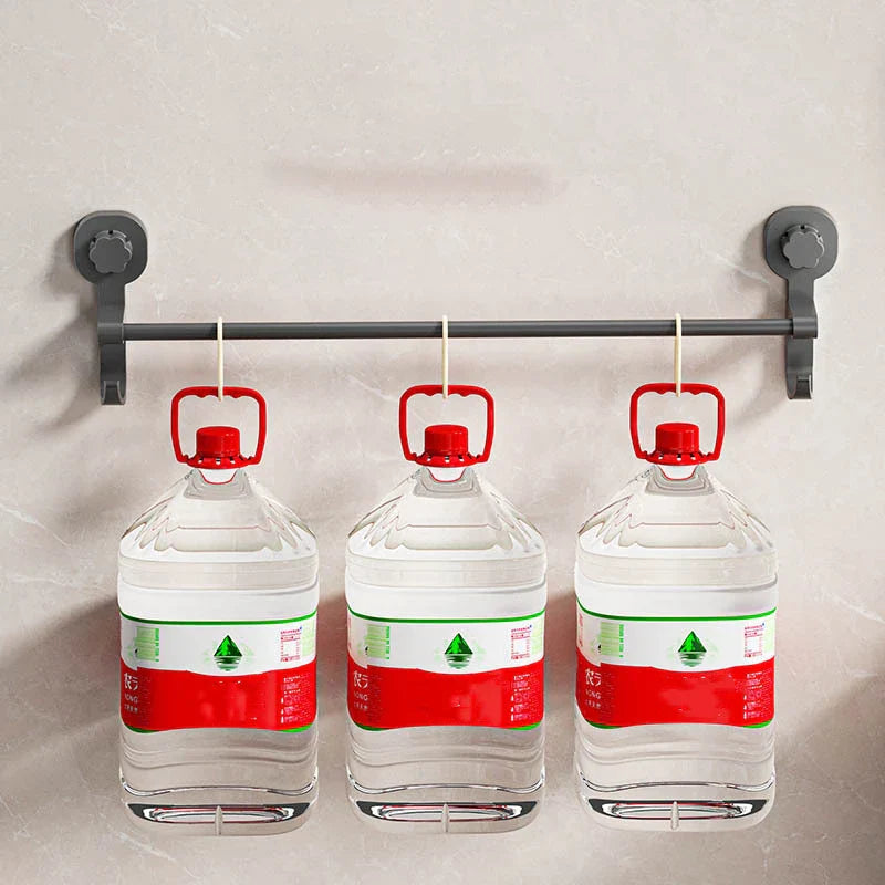 Drill-Free Suction Matte Black Towel Bar (15.7 in)