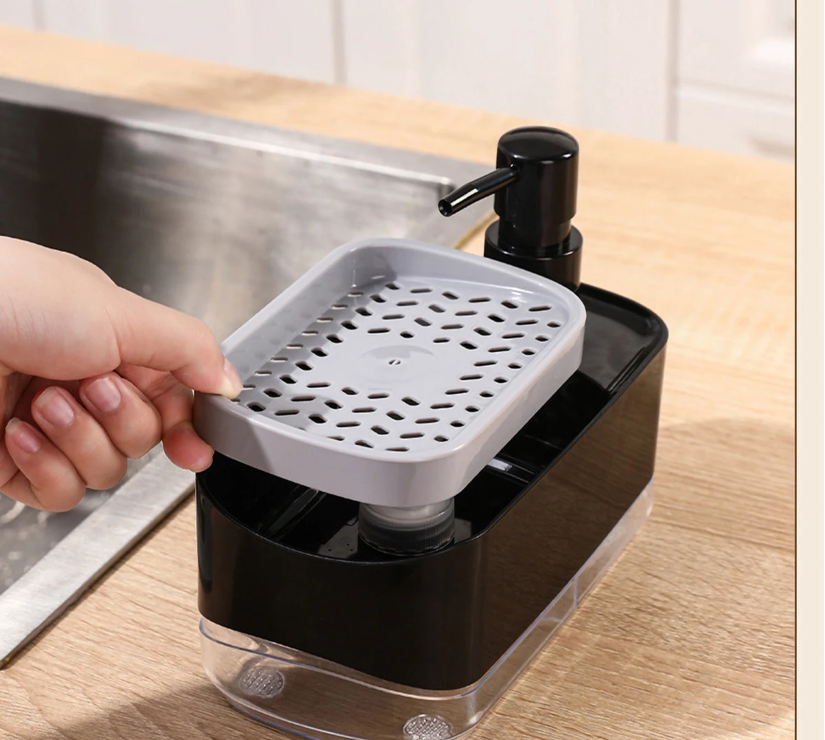 Dual-Action Refillable Press & Pump Dish Soap Dispenser