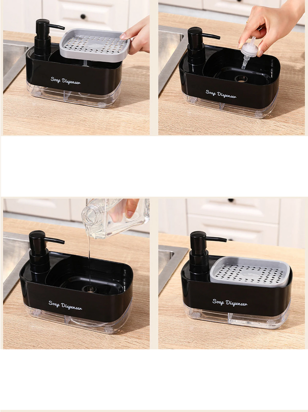 Dual-Action Refillable Press & Pump Dish Soap Dispenser
