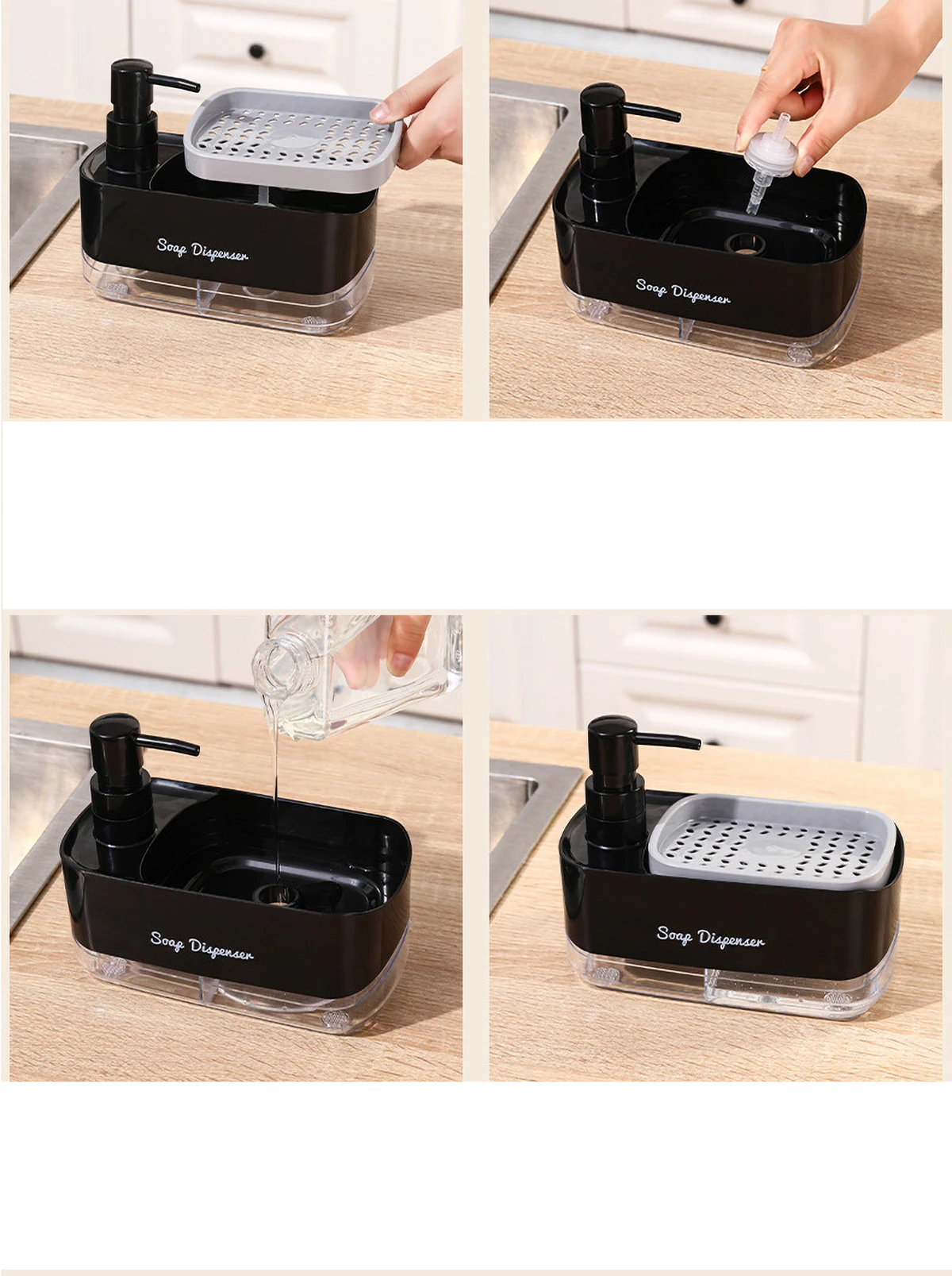 Dual-Action Refillable Press & Pump Dish Soap Dispenser