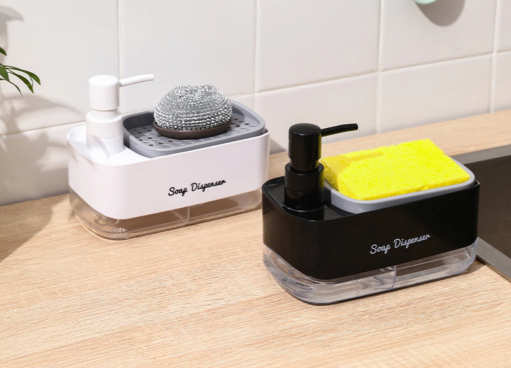 Dual-Action Refillable Press & Pump Dish Soap Dispenser