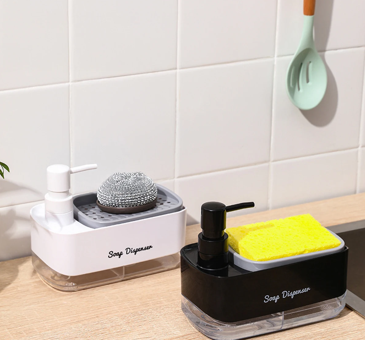 Dual-Action Refillable Press & Pump Dish Soap Dispenser