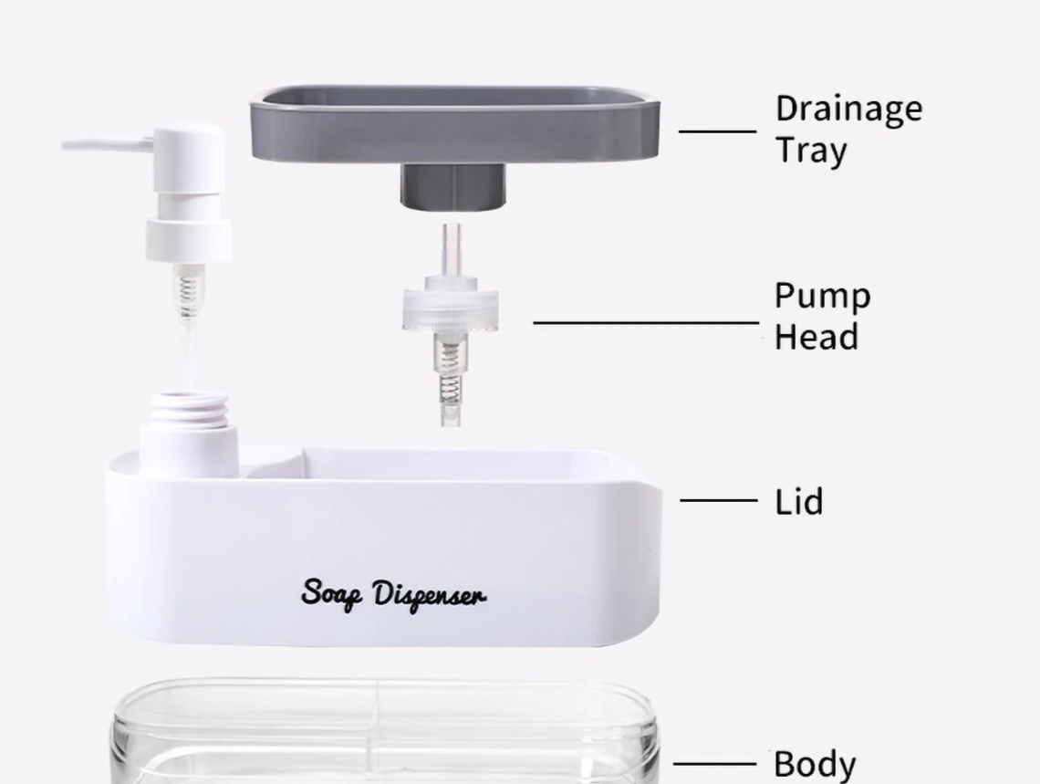 Dual-Action Refillable Press & Pump Dish Soap Dispenser
