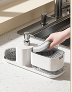 Dual Refillable Soap Dispensers & Sponge Holder Sink Organizer (5-in-1)