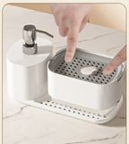 Dual Refillable Soap Dispensers & Sponge Holder Sink Organizer (5-in-1)