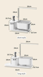 Dual Refillable Soap Dispensers & Sponge Holder Sink Organizer (5-in-1)