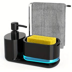 Dual Refillable Soap Dispensers & Sponge Holder Sink Organizer (5-in-1)