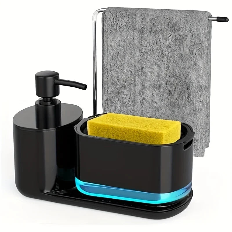 Dual Refillable Soap Dispensers & Sponge Holder Sink Organizer (5-in-1)