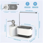 Dual Refillable Soap Dispensers & Sponge Holder Sink Organizer (5-in-1)