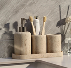 Durable Natural Sandstone Soap Dish & Tumbler (4-Piece Set)