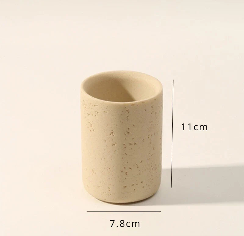 Durable Natural Sandstone Soap Dish & Tumbler (4-Piece Set)