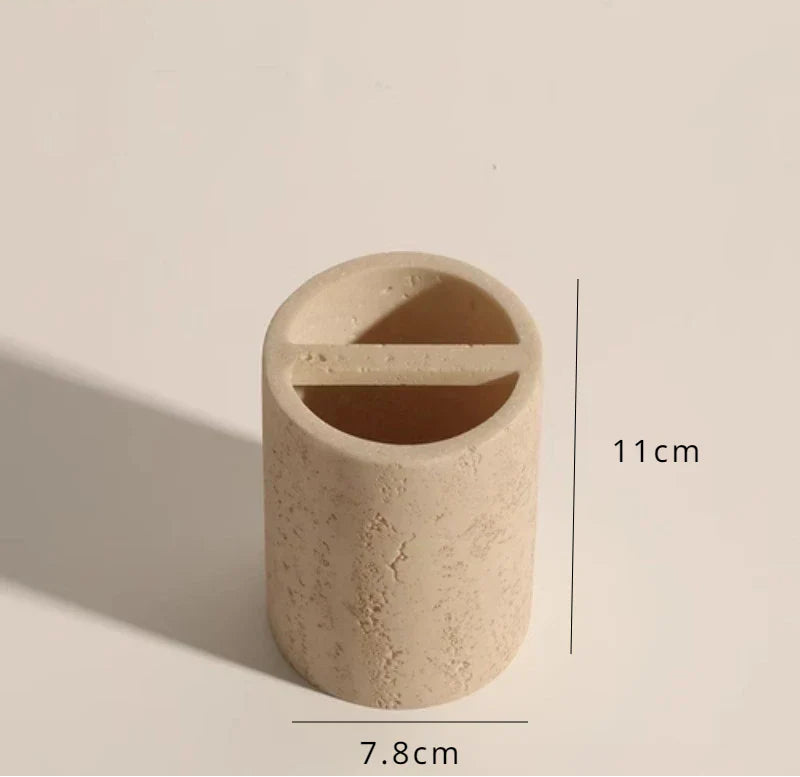 Durable Natural Sandstone Soap Dish & Tumbler (4-Piece Set)