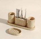 Durable Natural Sandstone Soap Dish & Tumbler (4-Piece Set)