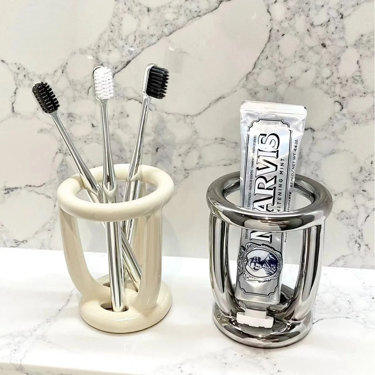 Durable Scratch-Resistant Ceramic Toothbrush Holder