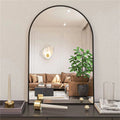 Easy-Install Arched Black Metal Wall Mirror