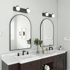 Easy-Install Arched Black Metal Wall Mirror