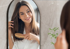 Easy-Install Arched Black Metal Wall Mirror