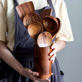 Eco-Friendly Non-Scratch Wooden Utensil Set (With Storage Bucket)
