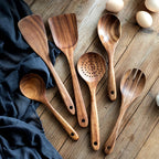 Eco-Friendly Non-Scratch Wooden Utensil Set (With Storage Bucket)