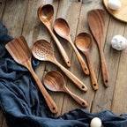 Eco-Friendly Non-Scratch Wooden Utensil Set (With Storage Bucket)