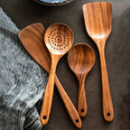 Eco-Friendly Non-Scratch Wooden Utensil Set (With Storage Bucket)