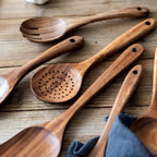 Eco-Friendly Non-Scratch Wooden Utensil Set (With Storage Bucket)