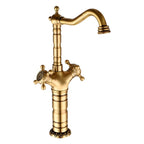 Engraved Antique Brass Single-Handle Sink Faucet