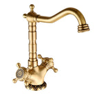 Engraved Antique Brass Single-Handle Sink Faucet