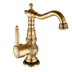 Engraved Antique Brass Single-Handle Sink Faucet