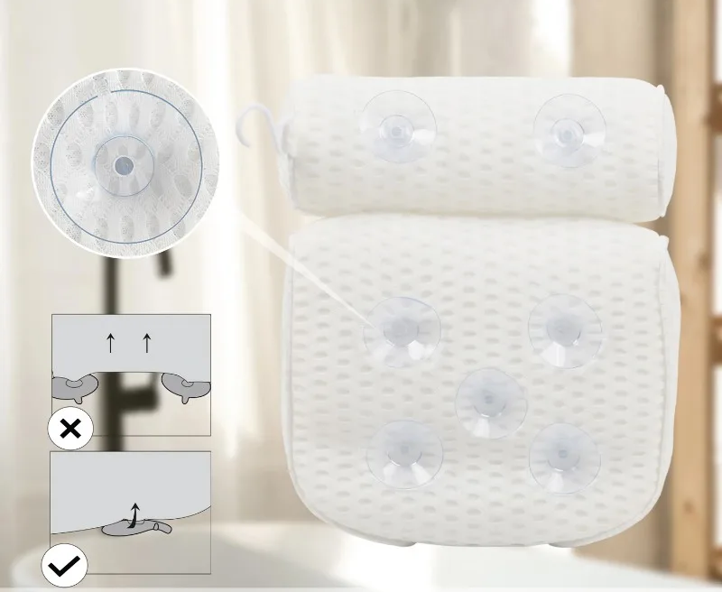 Ergonomic 3-in-1 Non-Slip Bath Pillow