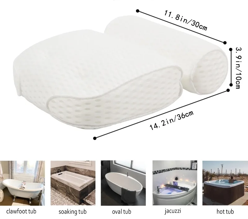 Ergonomic 3-in-1 Non-Slip Bath Pillow