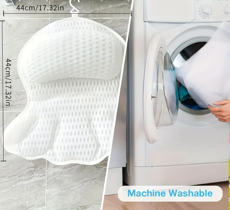 Ergonomic 3D Air Mesh Bath Pillow (Non-Slip Suction Cups)