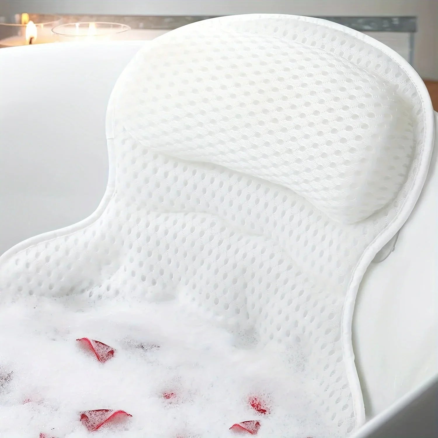 Ergonomic 3D Air Mesh Bath Pillow (Non-Slip Suction Cups)