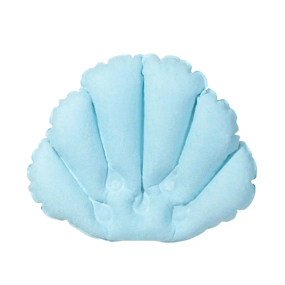 Ergonomic Terry Cloth Inflatable Bath Pillow (With Suction Cups)