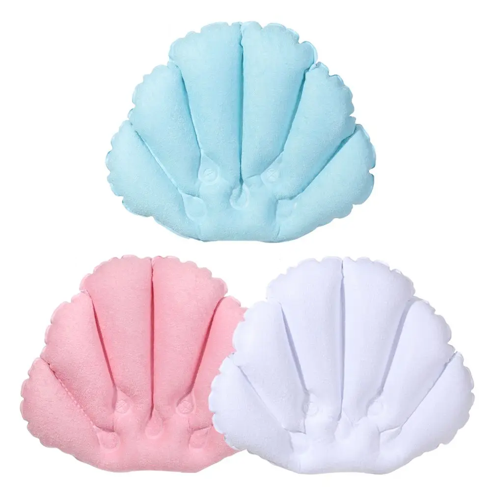 Ergonomic Terry Cloth Inflatable Bath Pillow (With Suction Cups)