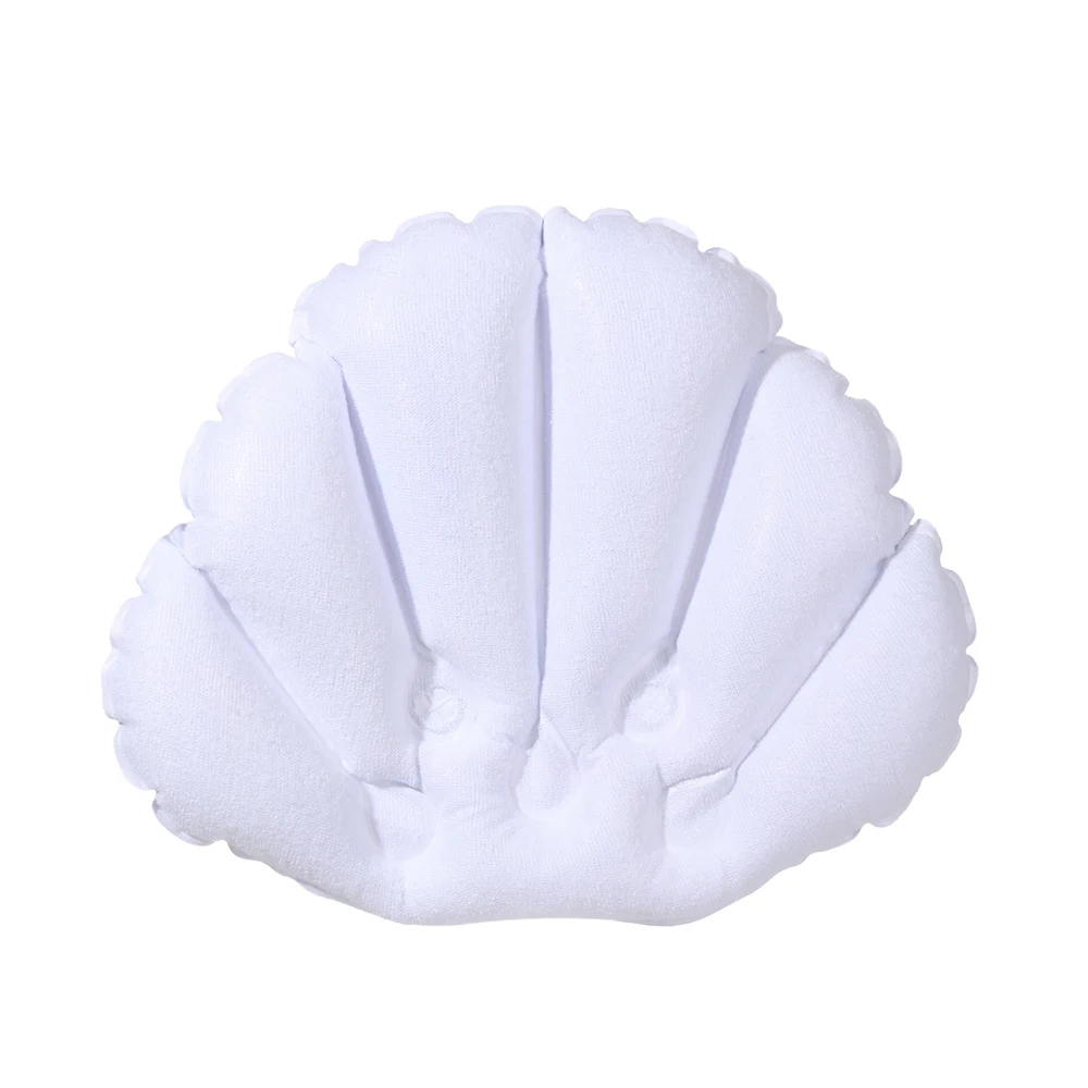 Ergonomic Terry Cloth Inflatable Bath Pillow (With Suction Cups)