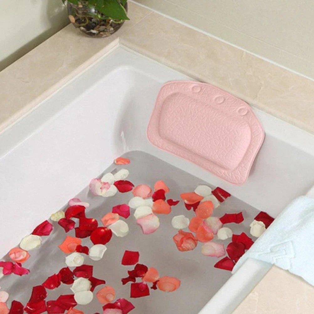 Ergonomic Water-Resistant Foam Bath Pillow (Strong Suction Cups)
