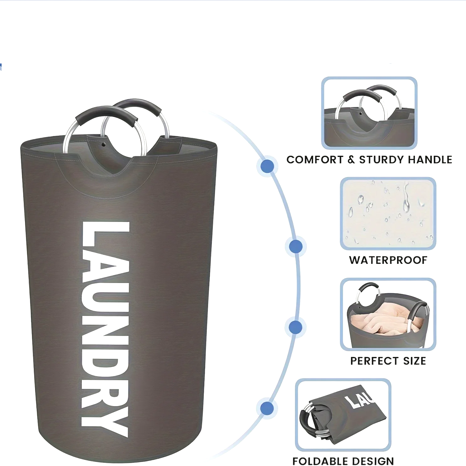 Extra-Large Collapsible Waterproof Polyester Laundry Hamper