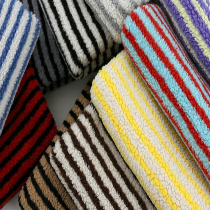 Extra-Soft Striped Jacquard Lamb Fleece Fabric