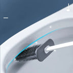 Flexible Flat-Head Silicone Toilet Brush (Self-Adhesive Wall Mount)