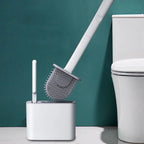 Flexible Flat-Head Silicone Toilet Brush (Self-Adhesive Wall Mount)