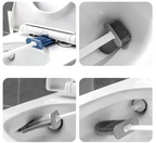Flexible Flat-Head Silicone Toilet Brush (Self-Adhesive Wall Mount)