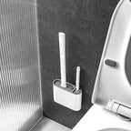 Flexible Flat-Head Silicone Toilet Brush (Self-Adhesive Wall Mount)